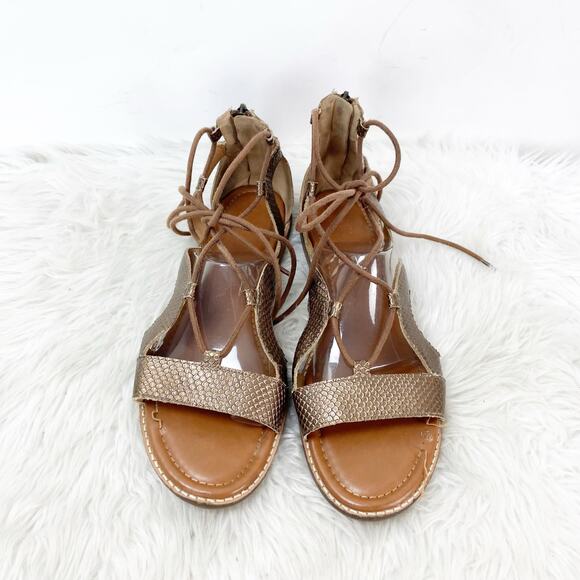 Crown Vintage Gladiator Flat Paysley Sandal Strappy Gold Women's Size 10 Stylish - Picture 7 of 12